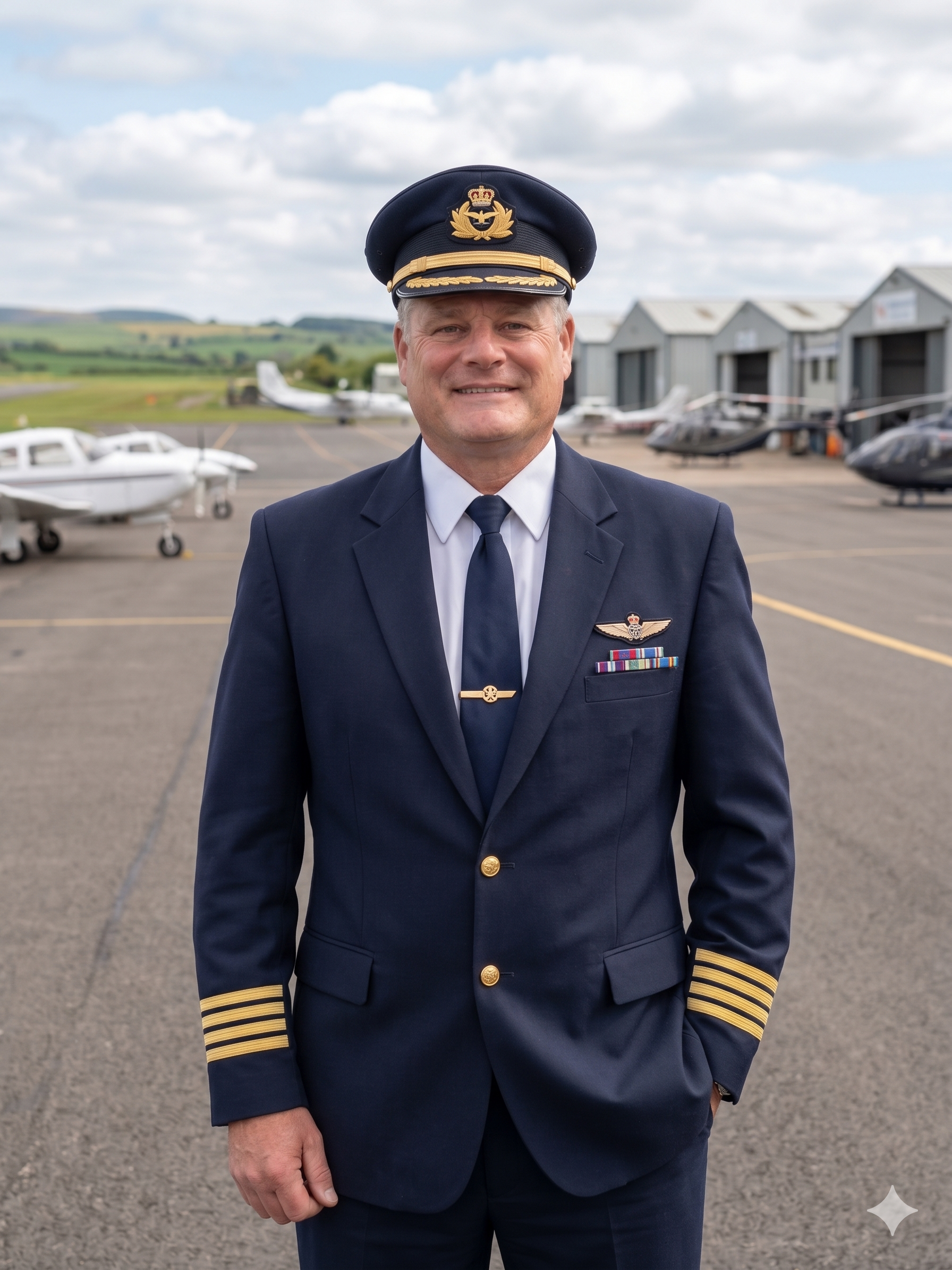 Raymond James in pilot uniform — aviation career